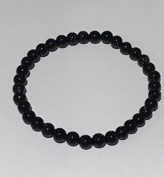 Positive Energy 8mm Stretchable Black Black Onyx Bracelet Round, Smooth 7" for mens, womens, gf, bf & Adult.