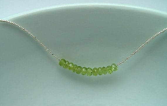 Silver beaded Necklace Choker AA Peridot rondelle Faceted gemstones Boxed 3 to 5mm Code- WAR6129