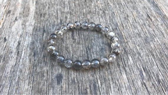 Empath Protection 8mm Stretchable Clear Clear Quartz Bracelet Round, Smooth 7" for mens, womens, gf, bf & Adult.
