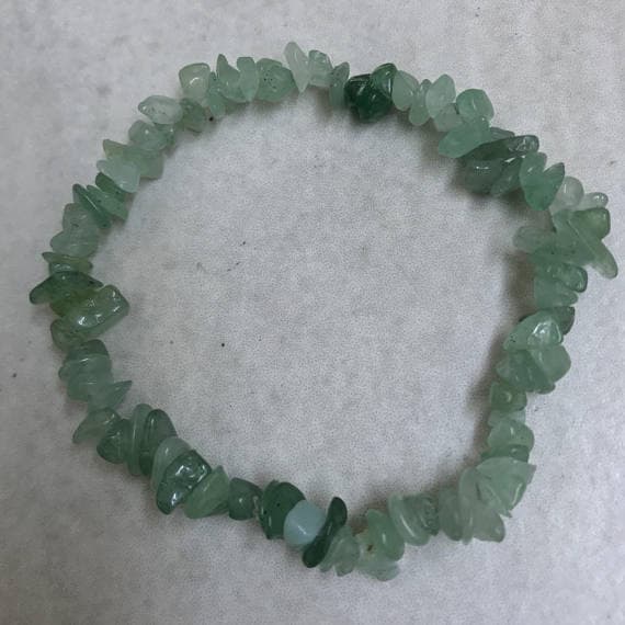 Green Aventurine rough semi precious gemstone crystal healing plain stretch bracelet Code- WAR6645