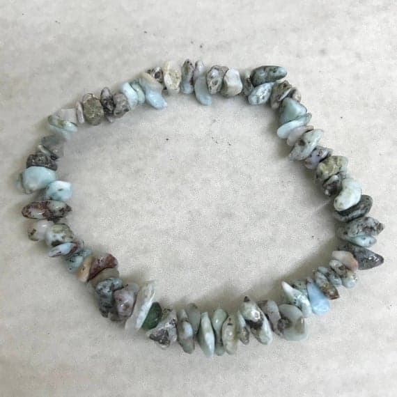 Rare Larimar raw gemstone (certified) plain stretch bracelet crystal healing jewellery  Code- WAR6636