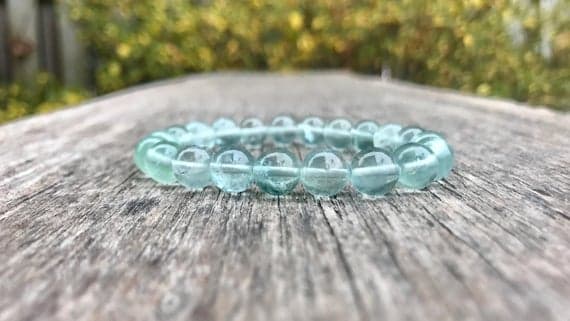 chakras simple 8mm Stretchable Green Green Flourite  Bracelet Round, Smooth 7" for mens, womens, gf, bf & Adult.