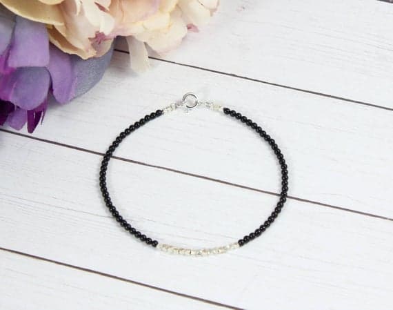 Black Bracelet,Black Bracelet,Tiny Onyx Beaded Bracelet,Minimalist Beaded Bracelet,Stacking Bracelet,Bracelet for woman,Gift for her 2 mm Code- WAR9005