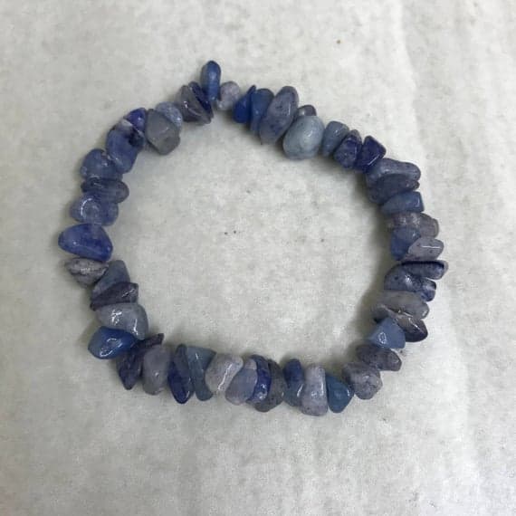 Blue Aventurine rough semi precious gemstone crystal healing plain stretch bracelet  Code- WAR6643