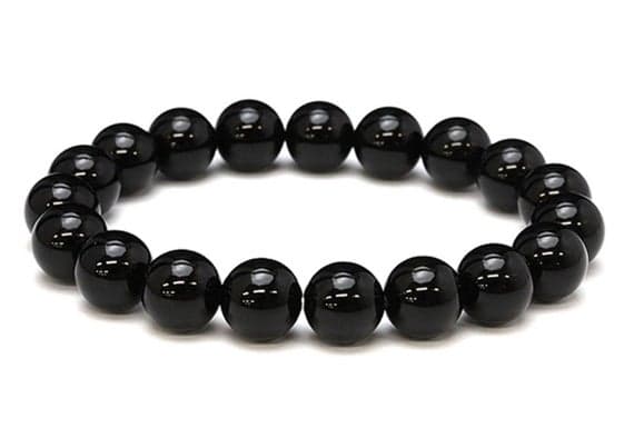 Galaxy Jewelry 10mm Multi Colour Jet Stretchable Bracelet Round, Smooth 18cm for mens, womens, gf, bf and adults.