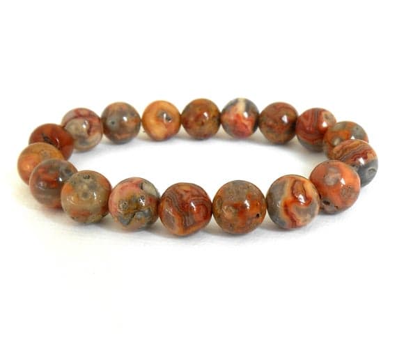 Blush Jewelry 10mm Multi Colour Natural Crazy Lace Agate  Stretchable Bracelet Round, Smooth 18cm for mens, womens, gf, bf and adults.