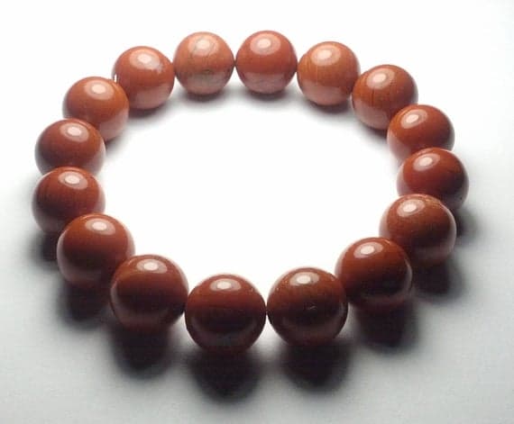 Bridesmaid Jewelry 12mm Red Red Jasper Stretchable Bracelet Round, Smooth 18cm for mens, womens, gf, bf and adults.