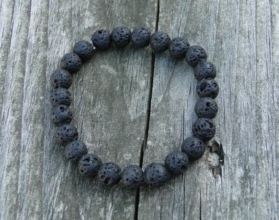 AAA++ Rare Quality Lava Rock Bracelet | Oil Diffuser Bracelet | Volcanic Rock Bracelet | Beaded Bracelet | Mens Bracelet | Essential Oils | Womens Bracelet 8mm 7" Strand. Code- TJH305