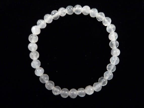 Positive Energy 6mm Stretchable White Selenite Bracelet Round, Smooth 7" for mens, womens, gf, bf & Adult.