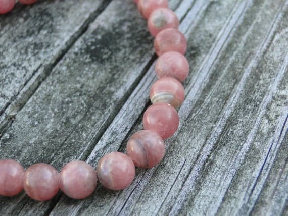 AAA++ Rare Quality Rhodonite Gemstone Bracelet, Womens Bracelet, Mens Bracelet, Minimalistic Jewelry, Yoga Bracelet, Stacking Bracelets, Peru Beads 8mm 7" Strand.  Code- TJH308