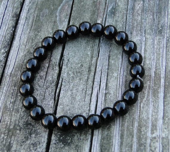 AAA++ Rare Quality Black Jasper Gemstone Bracelet | Blackstone | Black Jewelry | Mens Bracelet | Womens Bracelet | Quartz Bracelet | Healing Bracelet 8mm 7" Strand. Code- TJH306