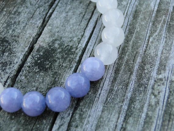 AAA++ Rare Quality Tanzanite and White Quartz Gemstone Bracelet | Womens Bracelet | Mens Bracelet | Beaded Bracelet | Natural Gemstone 8mm 7" Strand.  Code- TJH307