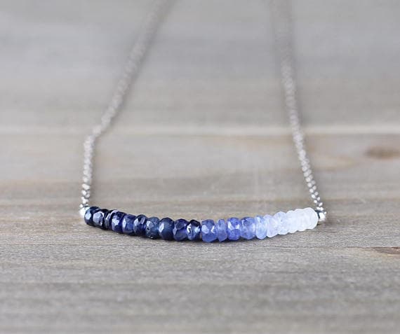 925 sterling silver Galaxy Jewelry 3.5mm Blue Blue Sapphire  stacking Necklace Rondelle, Faceted 17 Inch for mens, womens, gf, bf and adults.
