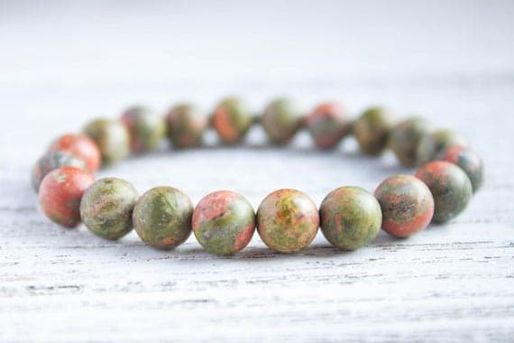 Khaki Trend Bracelet Khaki Beaded Girlfriend Bracelet Military Bracelet Sister Bracelet Cousin Bracelet Green Pink Unakite Military Inspired 8mm  Code- WAR9220