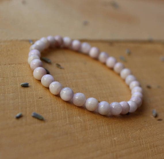 Bridesmaid Jewelry 6mm Stretchable Pink Kunzite Bracelet Round, Smooth 7" for mens, womens.