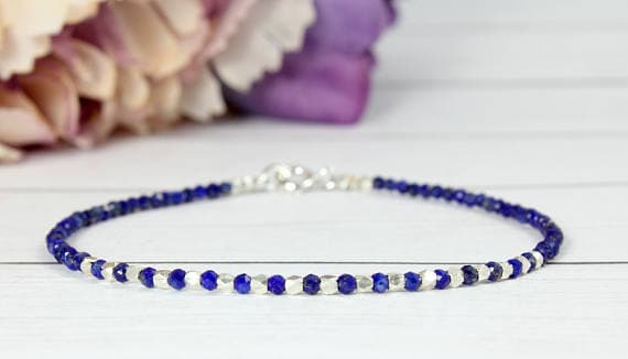 Tiny Lapis Bracelet,Blue Beaded Bracelet,Tiny Beaded Bracelet,Minimalist beaded bracelet,Stacking Bracelet,Gift Bracelet for woman, 1.5-2 mm Code- WAR9013