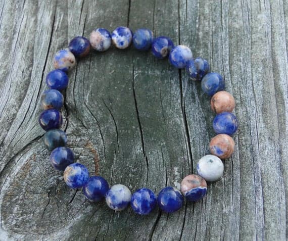AAA++ Rare Quality Orange Sodalite Bracelet, Gemstone Bracelet, South African Gemstone, Beaded Bracelet 8mm 7" Strand. Code- TJH297