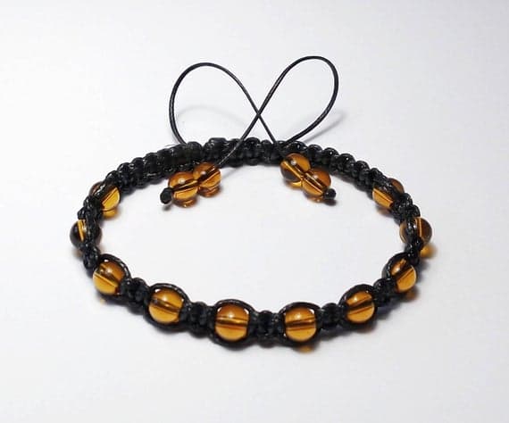 good luck gift 6mm Yellow Citrine Shamballa Adjustable Bracelet Round, Smooth 18cm for mens, womens, gf, bf and adults.