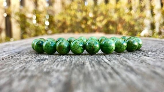 memorial gift 8mm Stretchable Green Chrome Diopside  Bracelet Round, Smooth 7" for mens, womens, gf, bf & Adult.