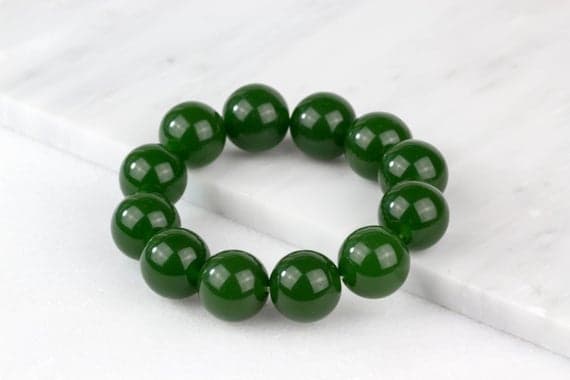 Mens Jade Bracelet/ 18mm Bead Bracelet/ Green Jade Bracelet/ Large Bead Bracelet/ Large Jade Bracelet Code- WAR9047