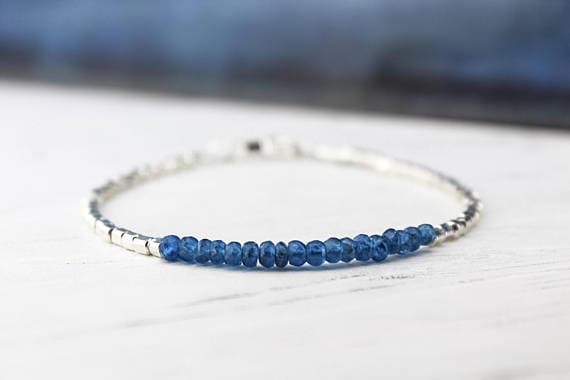 925 sterling Silver Anniversary Gift 3.5mm stacking Blue Blue Topaz  Bracelet Round, Faceted 7" for mens, womens.