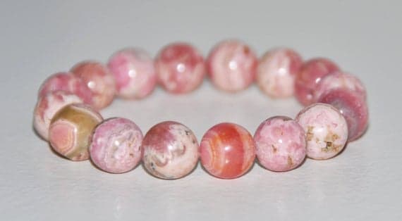 Empath Protection 12mm Pink Pink Rhodochrosite Stretchable Bracelet Round, Smooth 18cm for mens, womens, gf, bf and adults.