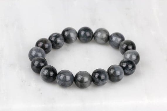 Grey Tiger Eye Bracelet/ Eagle Eye Bracelet/ 12mm Bead Bracelet/ Grey Stone Bracelet Code- WAR9035