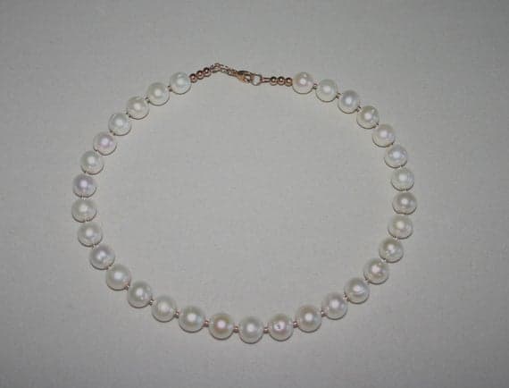 PEARL CHOKER NECKLACE...11 mm Fresh Water Cultured Pearls, Rose gold Filled  Code- WAR6040