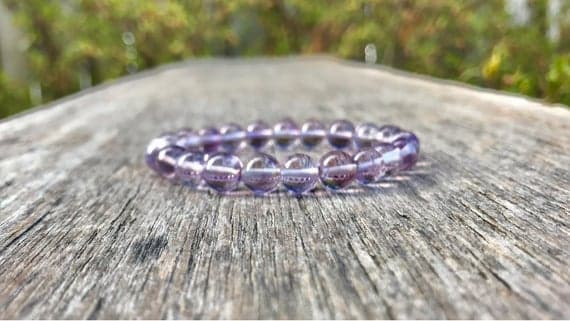 Bridesmaid Jewelry 8mm Stretchable Purple Pink Amethyst Bracelet Round, Smooth 7" for mens, womens, gf, bf & Adult.
