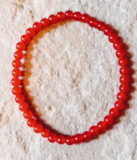 Blush Jewelry 4mm Red Red Carnelian  Stretchable Bracelet Round, Smooth 18cm for mens, womens, gf, bf and adults.