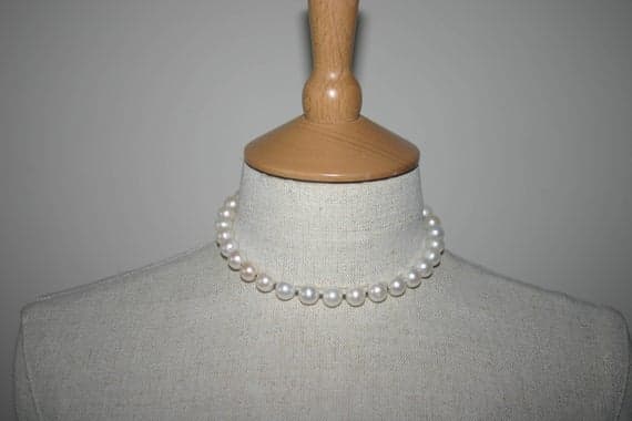 REAL PEARL CHOKER...10mm Fresh Water Pearl Necklace...Cultured Pearl Choker...Bridal Pearl Necaklace  Code- WAR6039