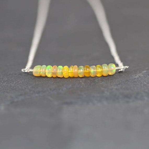 925 sterling Silver Natural 4mm stacking Multi Ethiopian Welo Opal  Necklace Rondelle, Smooth 16" for mens, womens, gf, bf & Adult.