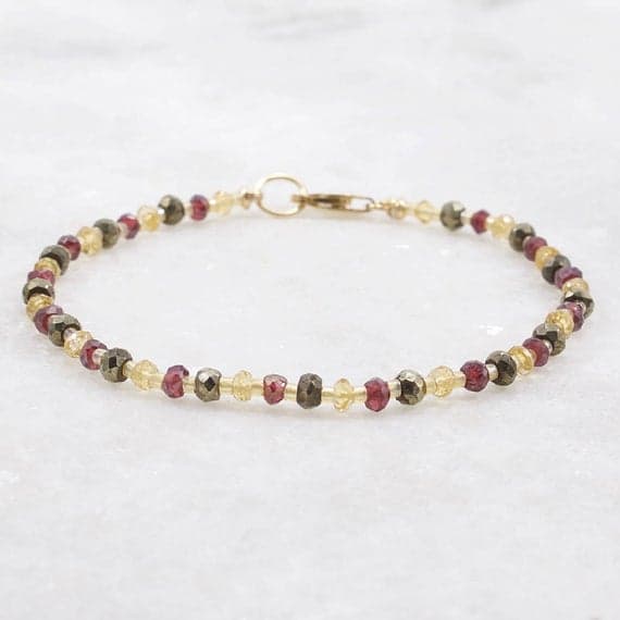 Manifesting Bracelet, Garnet, Citrine, Pyrite, Manifesting Jewelry, Gift for Her 3mm  Code- WAR6532