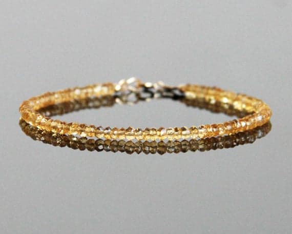 Citrine Bead Bracelet - Citrine Bracelet Gold, Citrine Bracelet Silver, Natural Citrine Bracelet 3-3.3mm Code- WAR6073