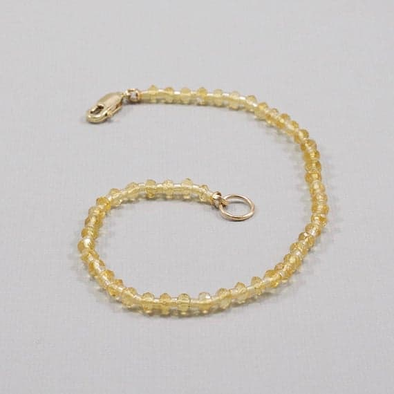 Citrine Bracelet November Birthstone Citrine Jewelry Gemstone Healing Natural Citrine Delicate Stacking Gold November Birthday Gift for Her 2.5 mm Code- WAR6516