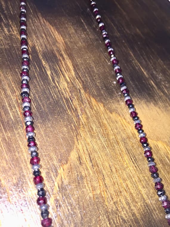 925 sterling Silver Anniversary Gift 3-4mm stacking Multi Garnet, Blac