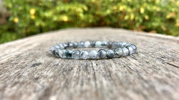Natural 6mm Stretchable Blue Blue Rutile Quartz  Bracelet Round, Smooth 7" for mens, womens, gf, bf & Adult.