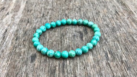 Galaxy Jewelry 6mm Stretchable Blue Turquoise Bracelet Round, Smooth 7" for mens, womens, gf, bf & Adult.