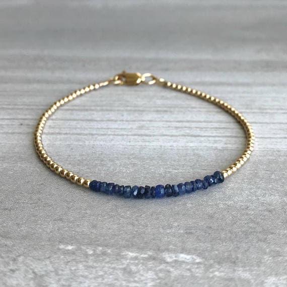 24k gold Empath Protection 2-3mm Blue Blue Sapphire  stacking Bracelet Rondelle, Faceted 18cm for mens, womens, gf, bf and adults.
