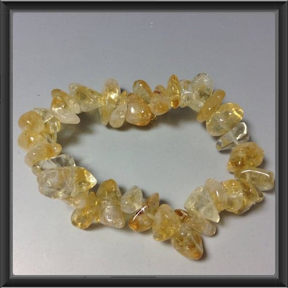 Super sale 8x10mm Stretchable Yellow Citrine Bracelet Chips, Smooth 7" for mens, womens, gf, bf & Adult.