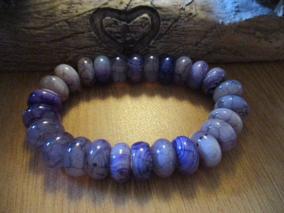 Positive Energy 15x8mm Purple Agate Stretchable Bracelet Rondelle, Smooth 18cm for mens, womens, gf, bf and adults.