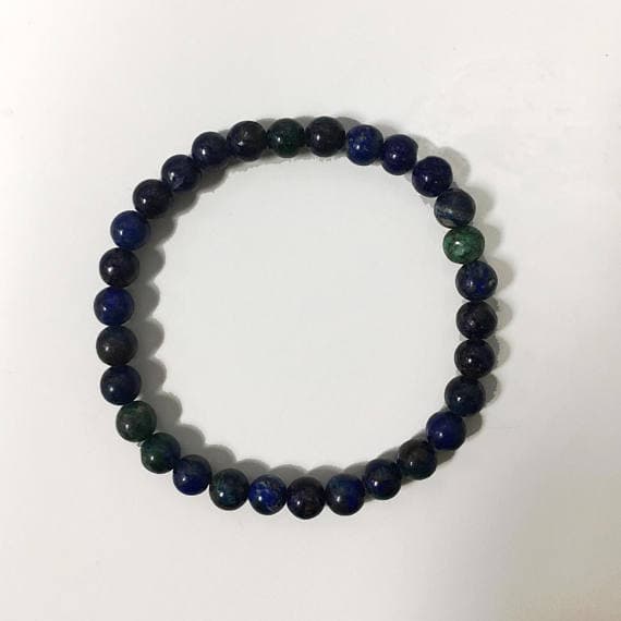 Blush Jewelry 6mm Stretchable Multi Azurite Bracelet Round, Smooth 7" for mens, womens, gf, bf & Adult.