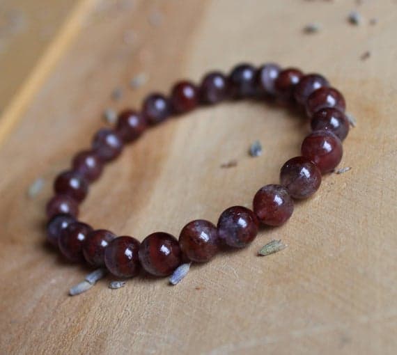 Artisan Loose 8mm Stretchable Red Auralite Bracelet Round, Smooth 7" for mens, womens.