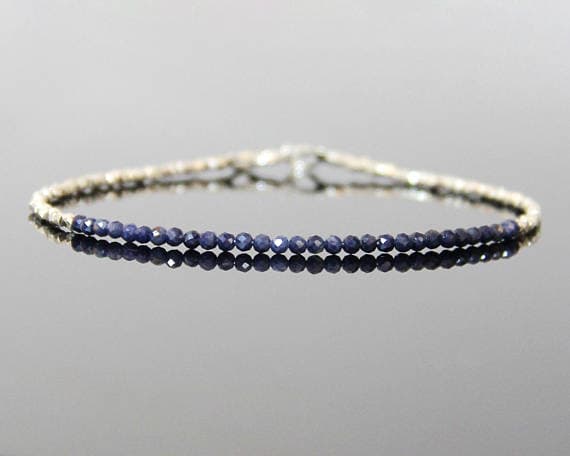 Tiny Sapphire Bracelet - September Birthstone, Blue Sapphire Bracelet, Real Sapphire Jewelry, Sapphire Bracelet Silver, Sapphire Jewelry 2.2mm Code- WAR6091
