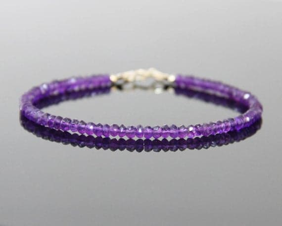 Amethyst Bead Bracelet - February Birthstone, Amethyst Bracelet, Purple Stone Bracelet, Amethyst Jewelry Mom, Healing Amethyst Jewelry 3.5mm Code- WAR6074