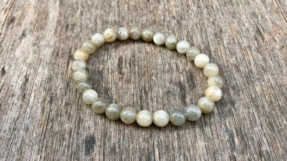 Artisan Loose 8mm Stretchable Gray Labradorite Bracelet Round, Smooth 7" for mens, womens, gf, bf & Adult.