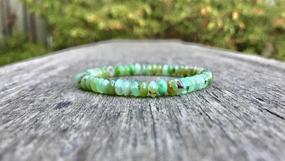 Empath Protection 6mm Stretchable Green Chrysoprase Bracelet Rondelle, Smooth 7" for mens, womens, gf, bf & Adult.