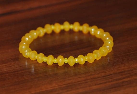 Wholesale 2x3-4x6m Yellow Yellow Topaz & Jade Stretchable Bracelet Round, Faceted 18cm for mens, womens, gf, bf and adults.