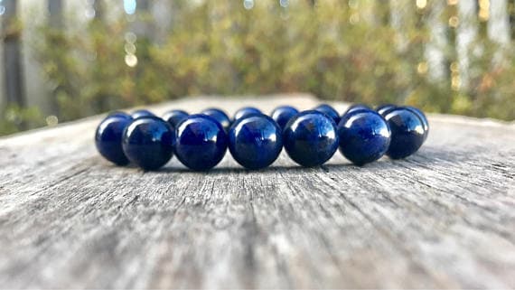 Blush Jewelry 10mm Stretchable Blue African Sodalite Bracelet Round, Smooth 7.5" for mens, womens, gf, bf & Adult.