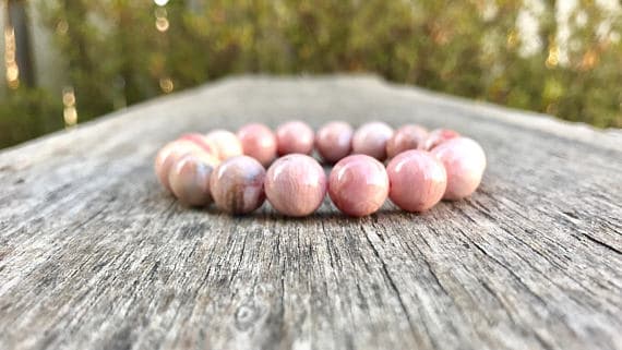 Rock Gift 12mm Stretchable Pink Pink Rhodochrosite  Bracelet Round, Smooth 7" for mens, womens, gf, bf & Adult.